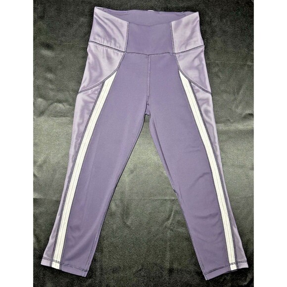 Lululemon Leggings Womens 6 Purple Power Lines Crop 21" Inseam Gym Yoga W6ARZS - Picture 1 of 7